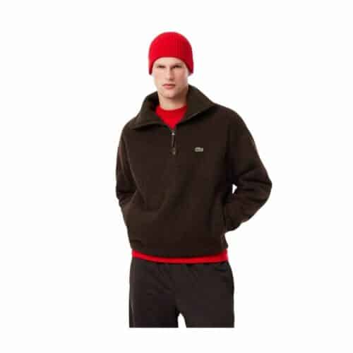LACOSTE Sweatshirt polaire col montant marron