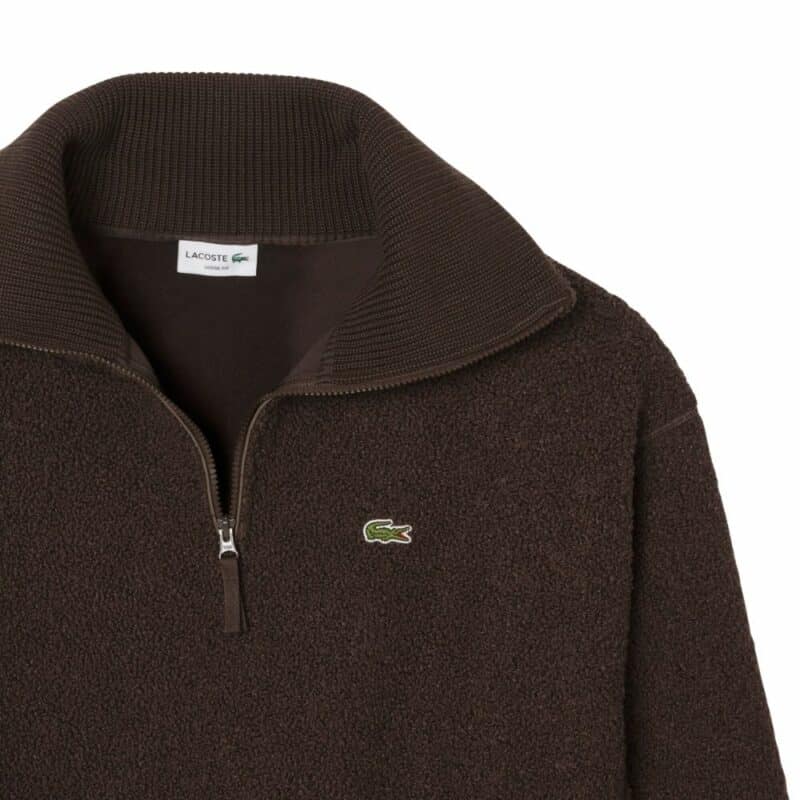 sweatshirt polaire Lacoste marron à col zippé montant chez Sport Aventure à Orange