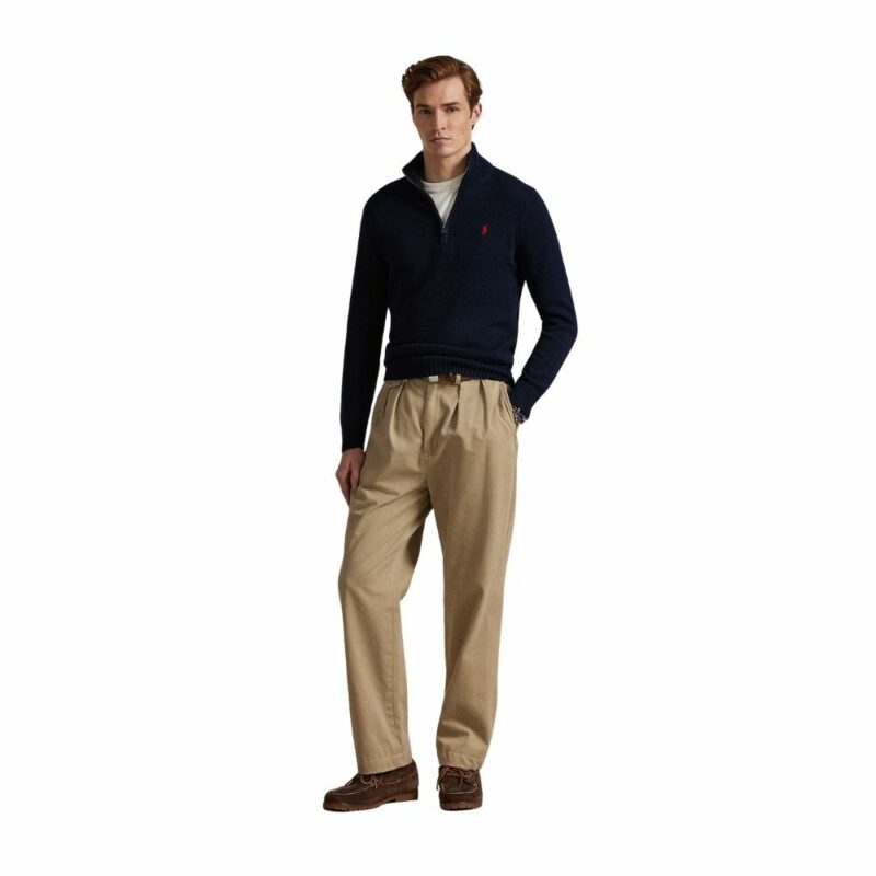 pull marine ralph lauren en coton demi-zip