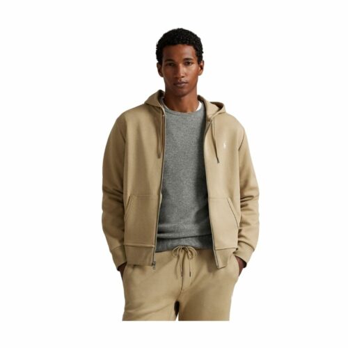 RALPH LAUREN Sweat zippé beige à capuche