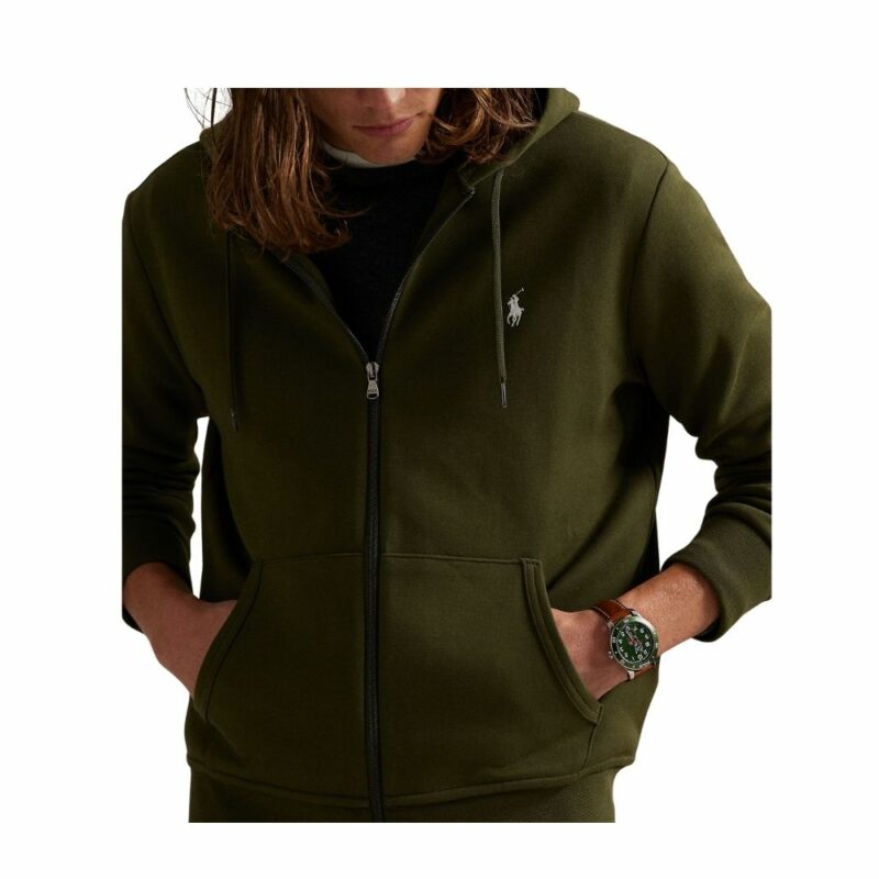 sweat zippé a capuche vert olive ralph lauren chez sport aventure à Orange