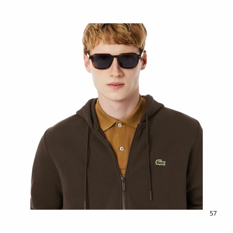 lacoste sweat zippé à capuche marron