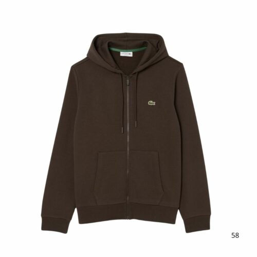 LACOSTE Sweat zippé marron à capuche