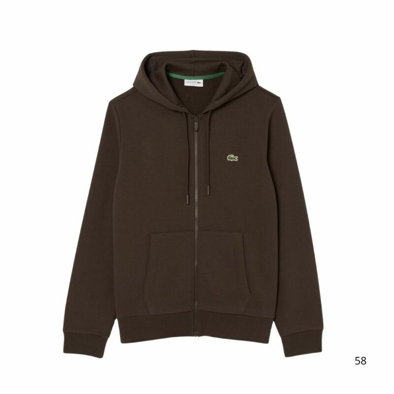 sweatshirt zippé Lacoste marron zippé chez Sport Aventure à Orange