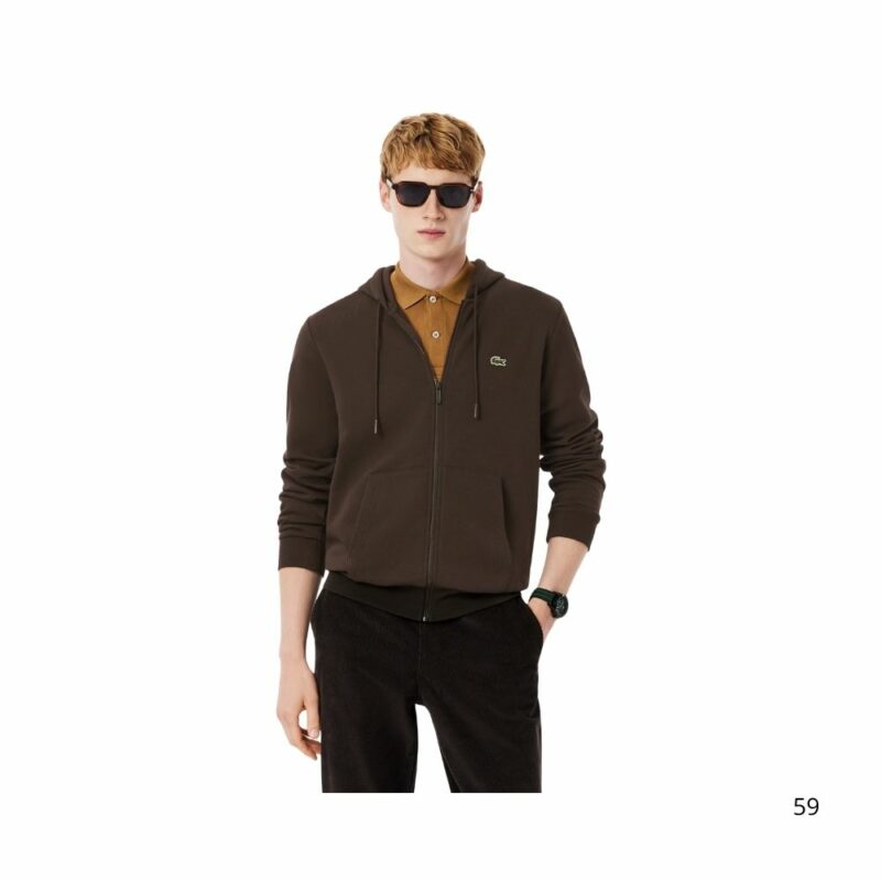 sweatshirt Lacoste marron à capuche
