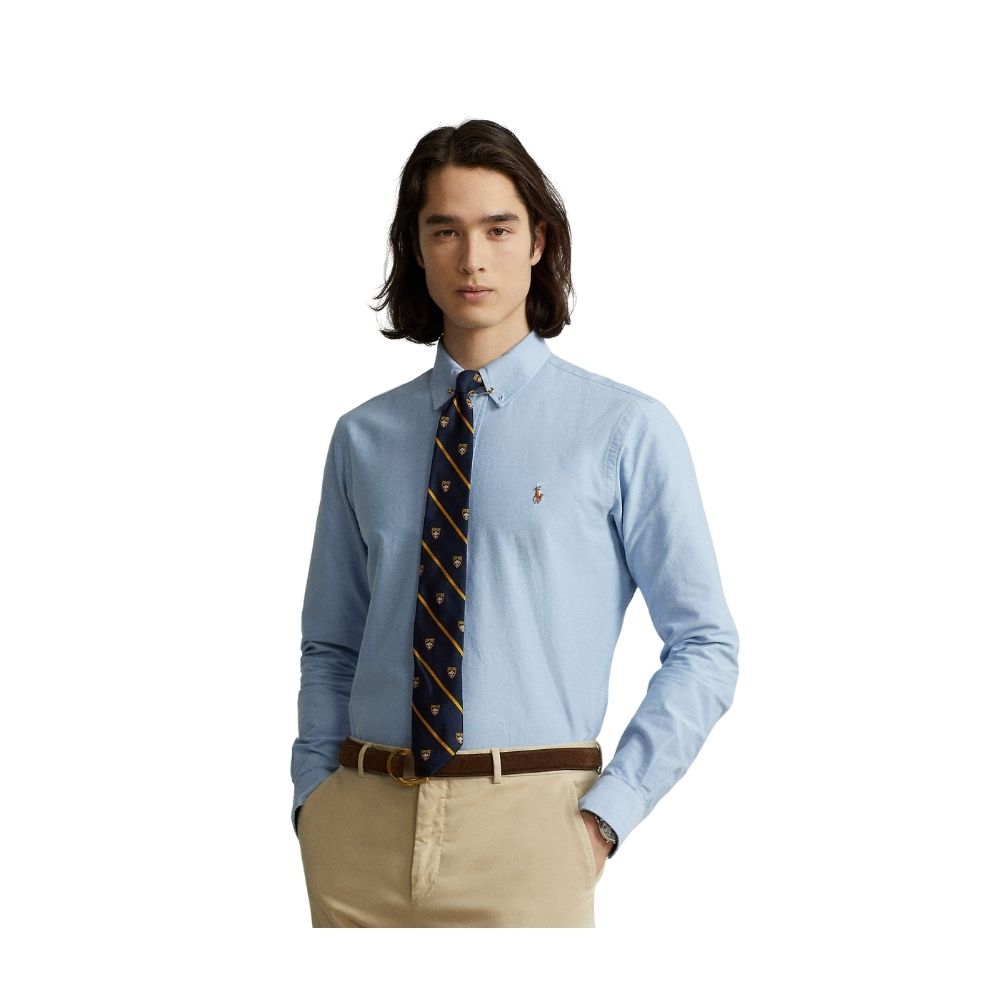 chemise ralph lauren oxford coton bleu pour homme