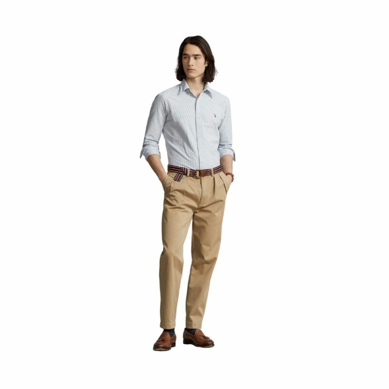 chemise ralph lauren en coton oxford rayée blue