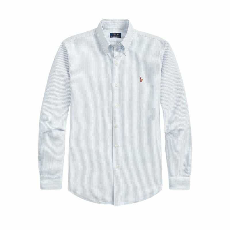 chemise ralph lauren en coton oxford rayée blue