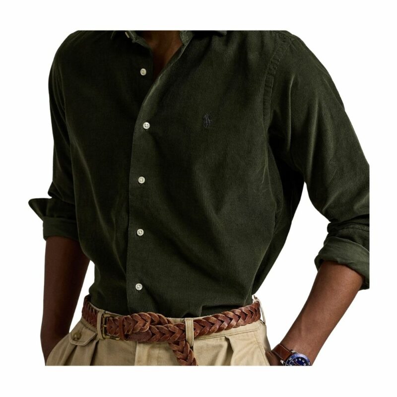 ralph lauren chemise en velours vert olive