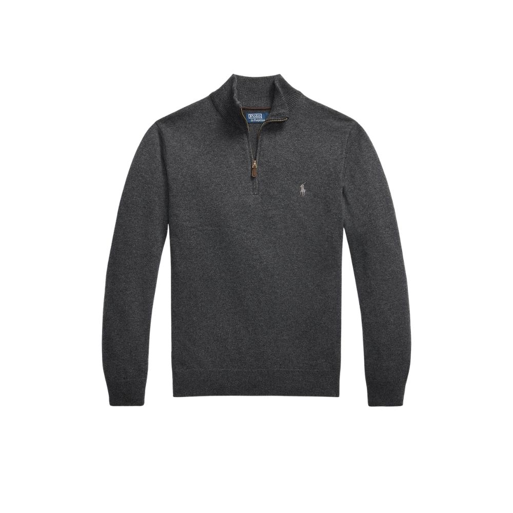 pull ralph lauren gris en laine demi-zip