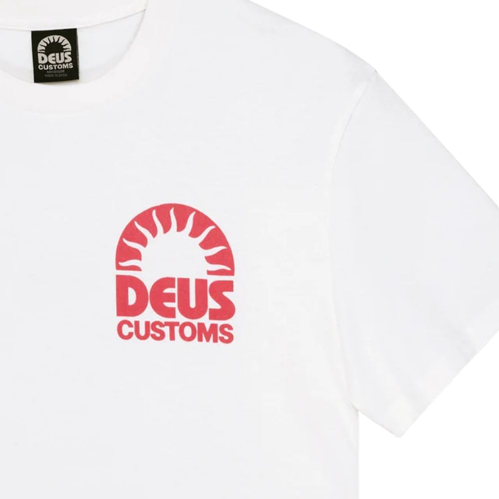 T-shirt mixte Deus melodies surfboard white en coton
