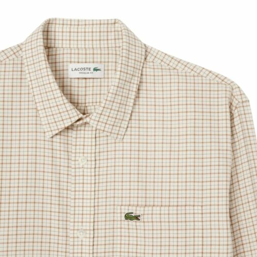 LACOSTE chemise flannelle écru marron