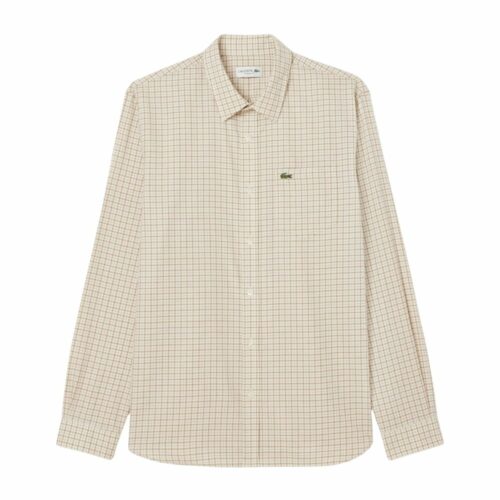 LACOSTE chemise flannelle écru marron