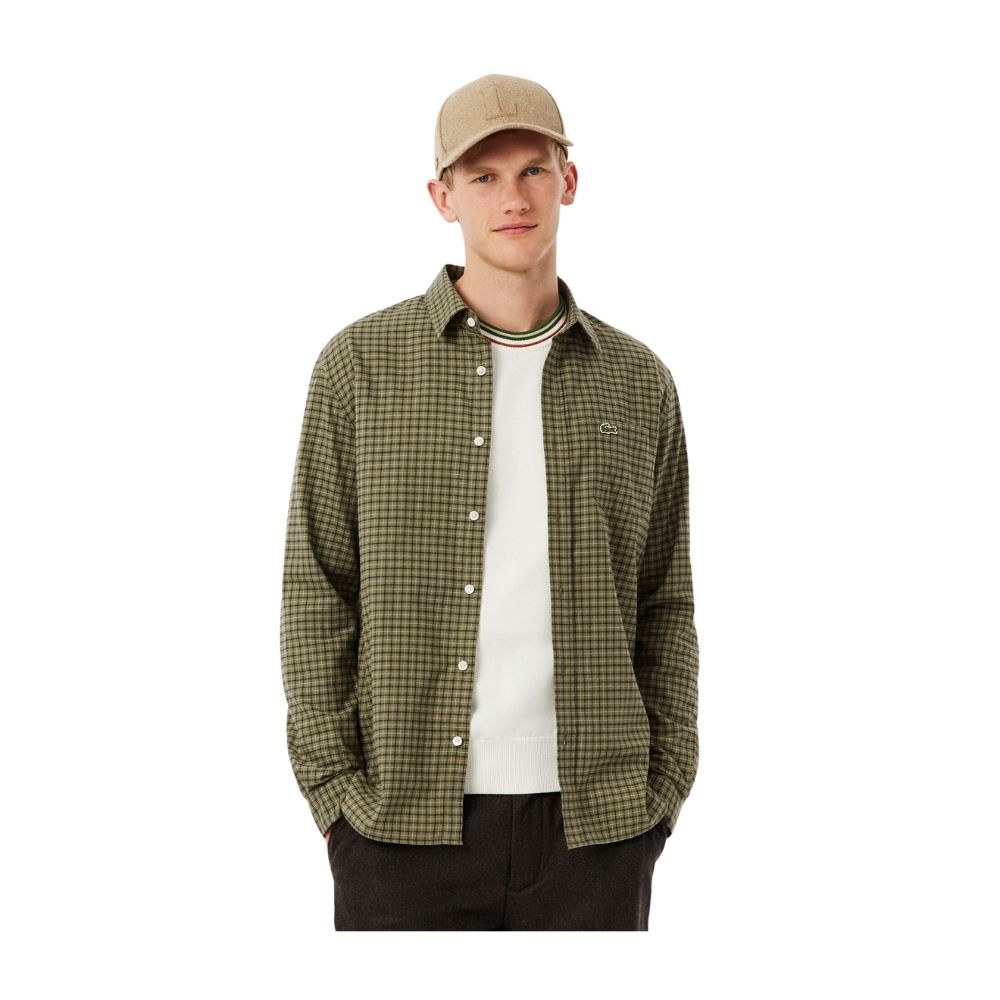 CHEMISE lACOSTE A carreaux vert olive flannelle chez sport aventure à Orange