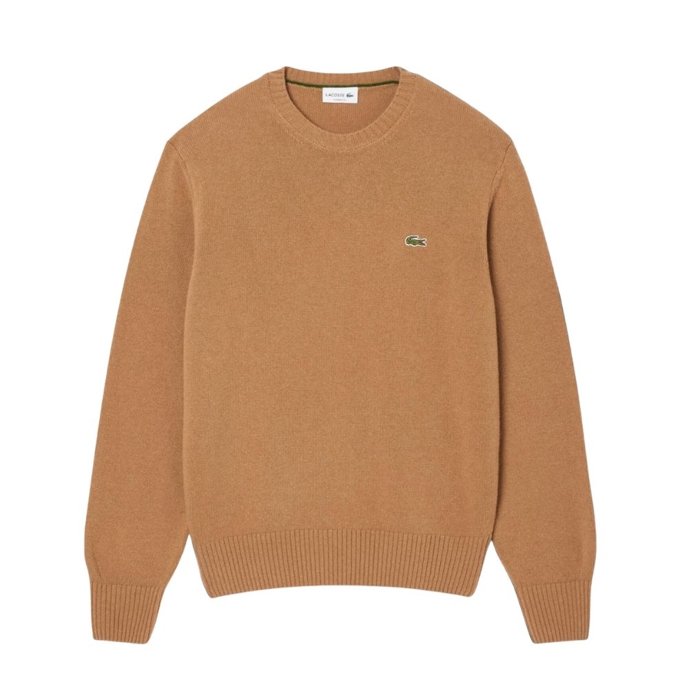 pull laine col rond beige camel lacoste chez sport aventure à Orange