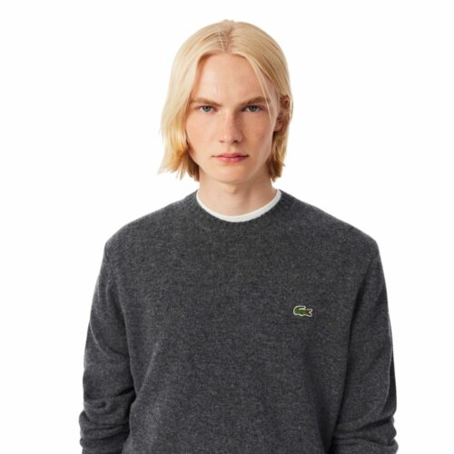 LACOSTE Pull laine uni bitume