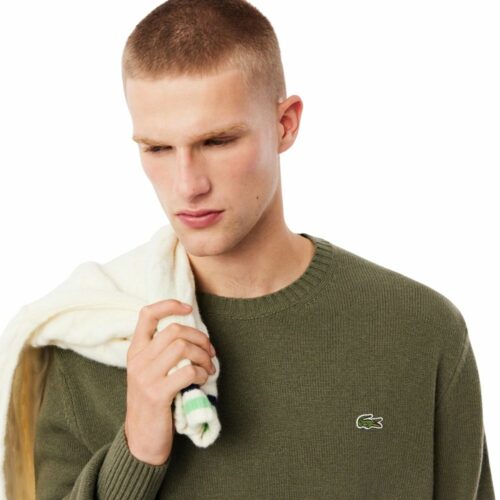 LACOSTE Pull laine uni olive
