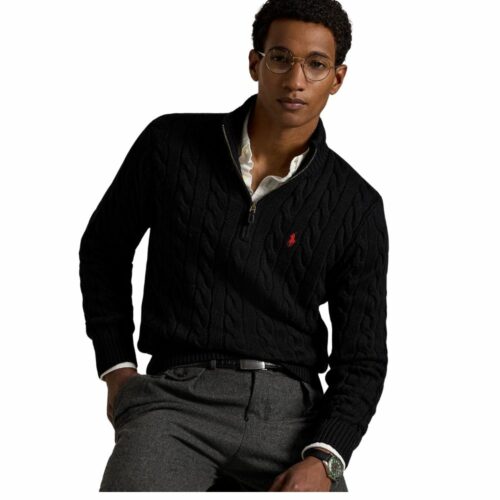 RALPH LAUREN Pull demi-zip torsadé black