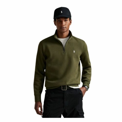 RALPH LAUREN Sweat col zippé olive