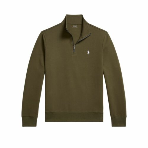 RALPH LAUREN Sweat col zippé olive