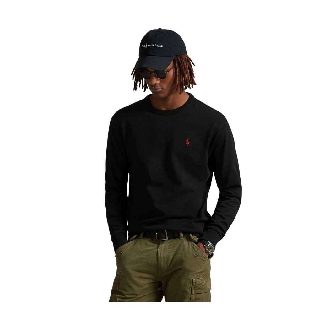 t-shirt manches longues noir ralph lauren