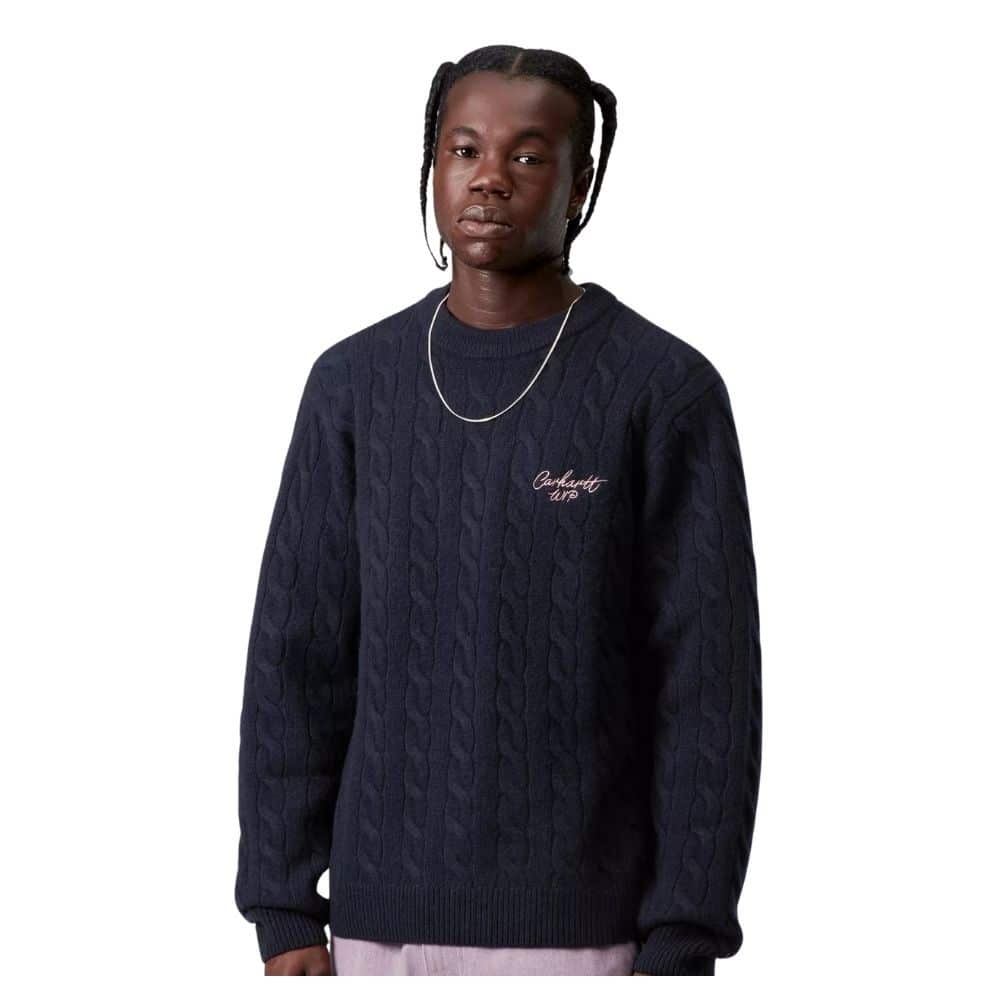 pull signature Carhartt navy a torsade chez sport aventure à Orange
