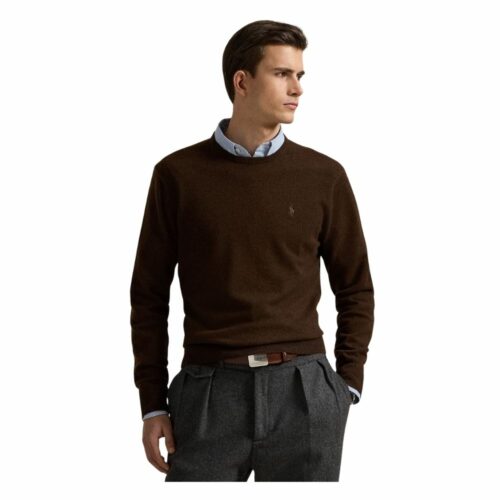 RALPH LAUREN Pull laine col rond brown