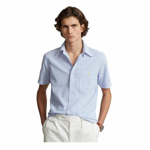 RALPH LAUREN Chemise seersucker ciel