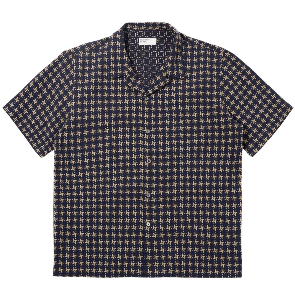 chemise manches courtes Universal Works Rhodes navy chez Sport Aventure à Orange