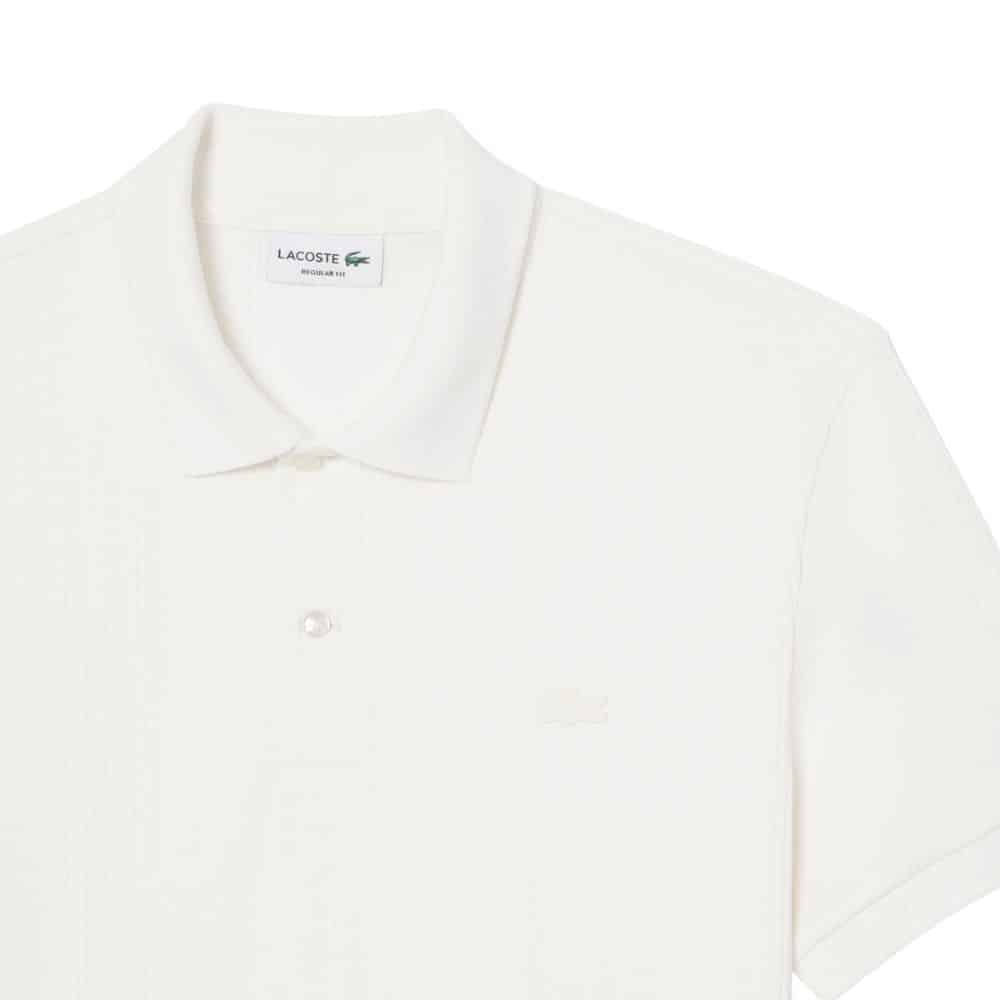 polo Lacoste jersey de coton à côtes blanc chez sport aventure à Orange
