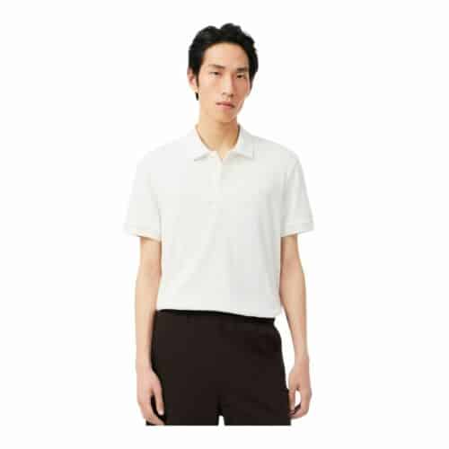LACOSTE polo jersey à côtes blanc