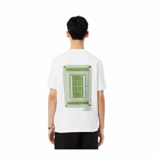 LACOSTE T-shirt jersey imprimé blanc