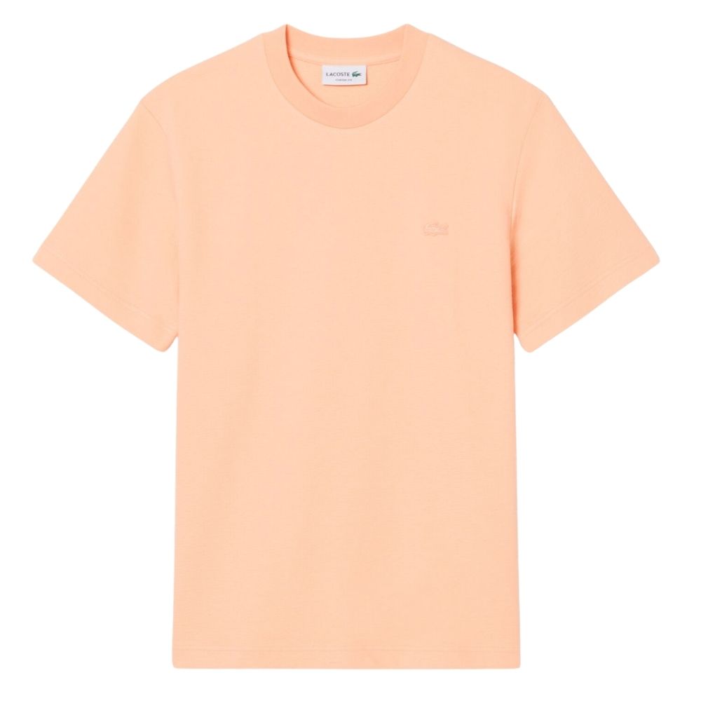 Découvrez ce nouveau t-shirt Lacoste jersey texturé pêche . chez sport aventure à Orange