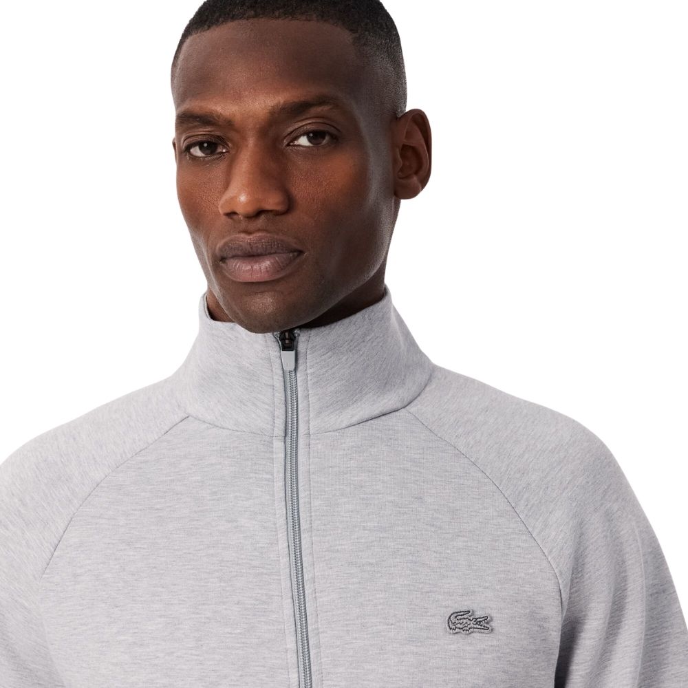sweatshirt lacoste zippé gris en jersey de coton chez sport aventure à Orange