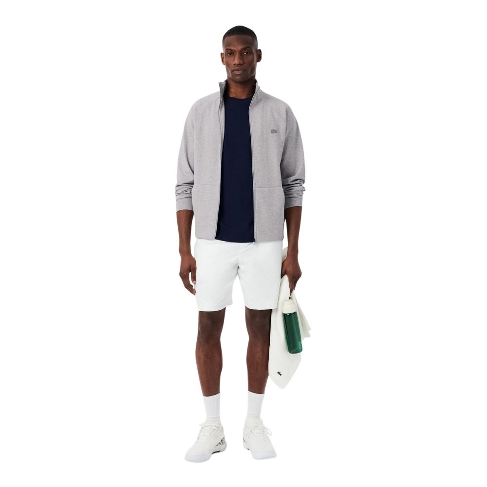 sweatshirt lacoste zippé gris en jersey de coton chez sport aventure à Orange