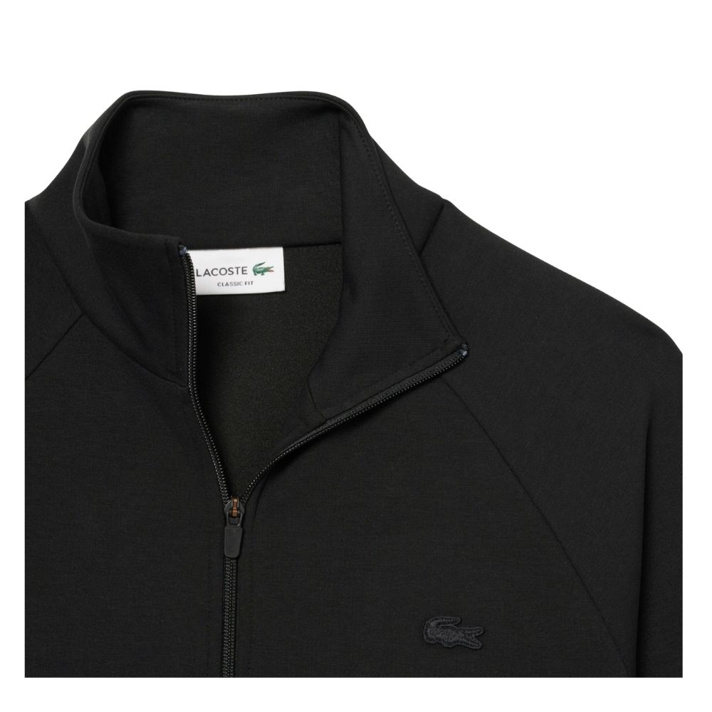 sweatshirt lacoste zippé noir en jersey de coton chez sport aventure à Orange