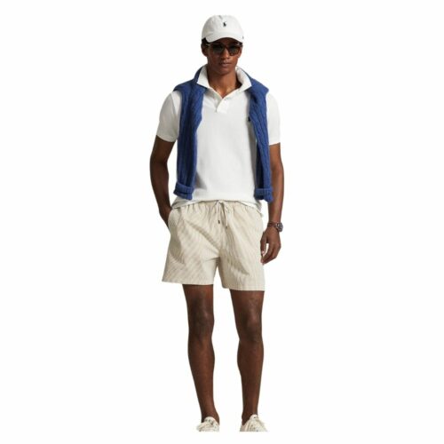 RALPH LAUREN short de bain rayé beige