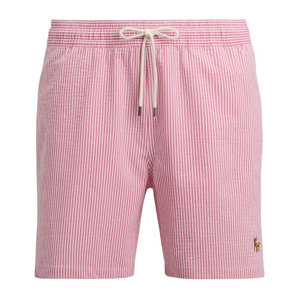 short de bain ralph lauren rayé rose