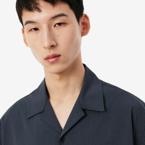LACOSTE chemise seersucker graphite