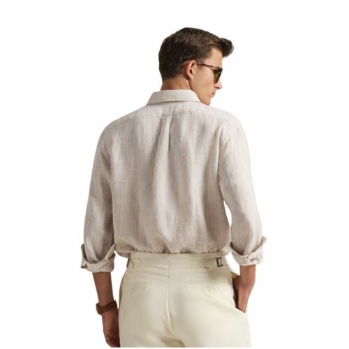 RALPH LAUREN Chemise rayée lin beige