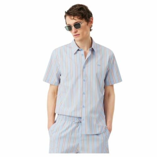 LACOSTE chemise popeline rayée bleu