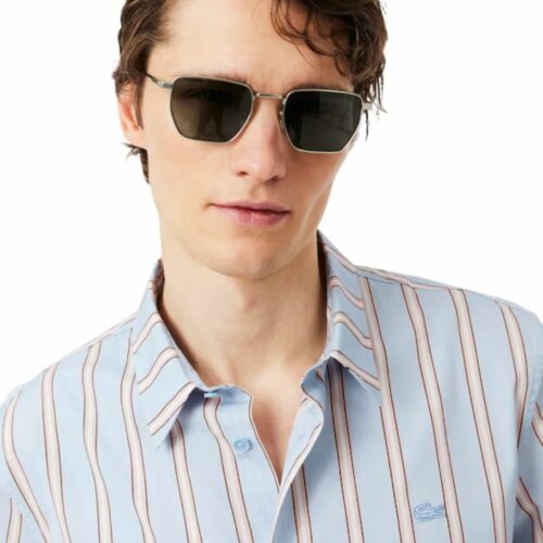 LACOSTE chemise popeline rayée bleu