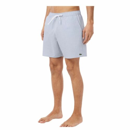 LACOSTE short de bain rayé bleu