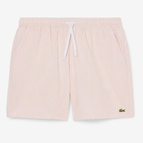 LACOSTE short de bain rayé rose miami