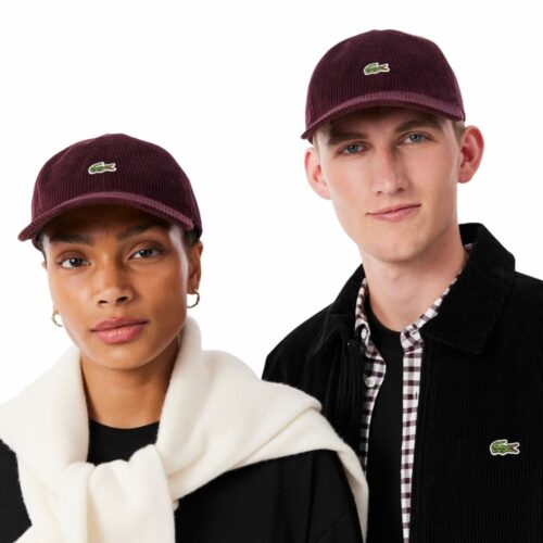 LACOSTE Casquette velours coton bordeaux