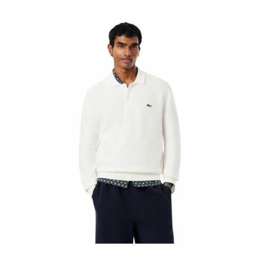 LACOSTE Polo maille manches longues écru