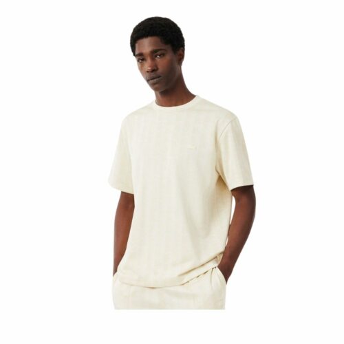 LACOSTE T-shirt jacquard monogramme écru