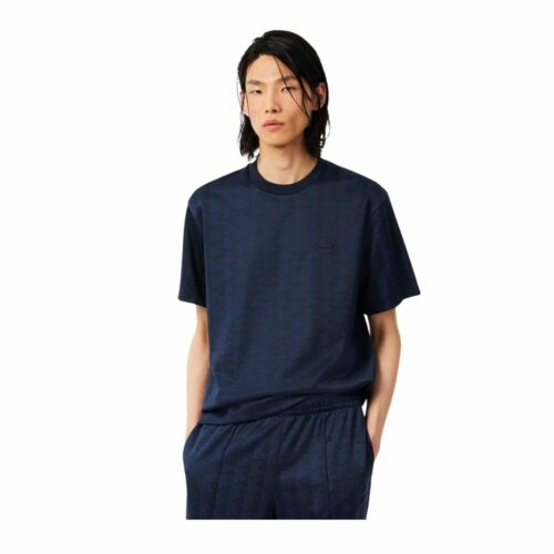 LACOSTE T-shirt jacquard monogramme marine