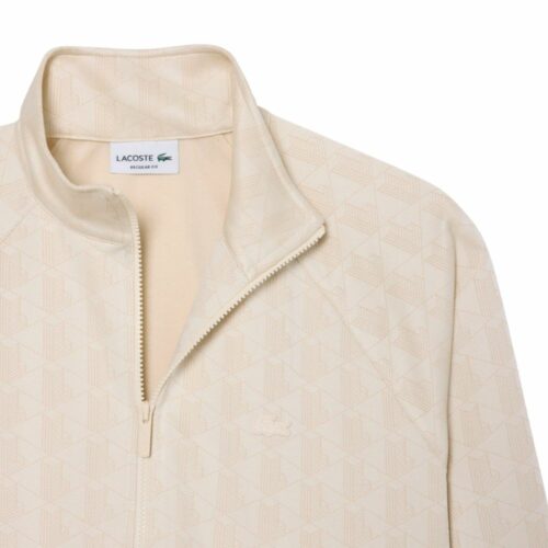 LACOSTE Veste jacquard monogramme écru