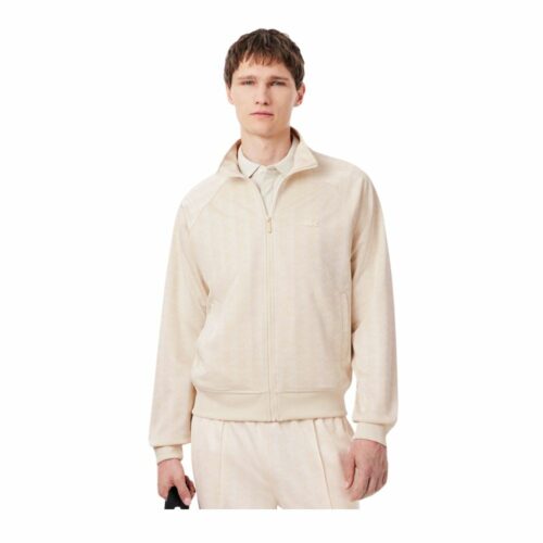 LACOSTE Veste jacquard monogramme écru